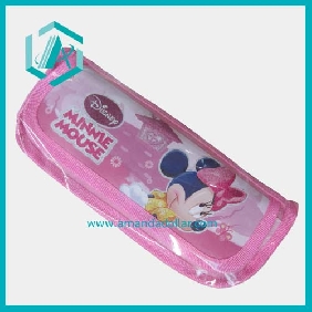 Wholesale Pink cartoon pencil case stationery bag with Micky mouse for children school suppliers