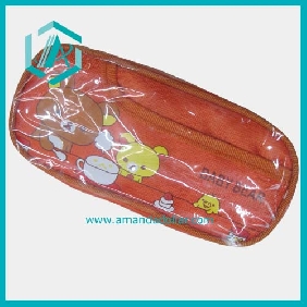 Stationery bag lovely leather pencil cases with orange cartoon animals good for children