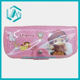 Wholesale Pink cartoon pencil case stationery bag with girl design for children school suppliers
