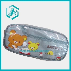 Wholesale Hot sale cute blue leather pencil case with cartoon Baby Bear suitable for children gift