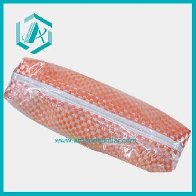 Wholesale PU school suppliers pencil bags with simple orange cone-shape with high quality