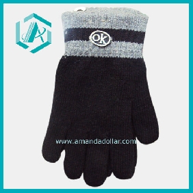 New and fashion balck with grey stripes men's wool gloves 1pc/ opp