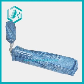 Wholesale Cool school supplier pencil holder in fashion blue cowboy boot design with little sack attracted people
