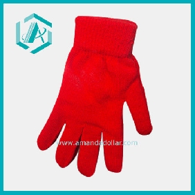 Wholesale Fahionable pure red acrylic girls' gloves beautiful good gift made in China