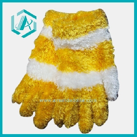 Wholesale 10 Brand new beautiful and cool feather girls' gloves with yellow and white stripes