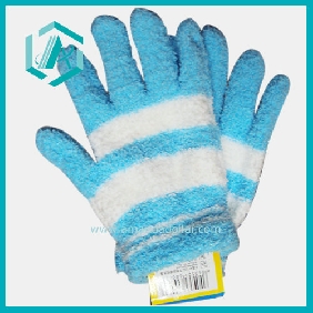 Wholesale Nice gentle girls' gloves blue and white colors made of half woolen