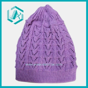 Wholesale Lovely Ladies Purple Warm Short Skull Beanie Knitted Hat Caps