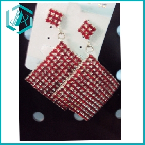 Wholesale New elegance red earring with red diamond square pattern cool summer jewellery