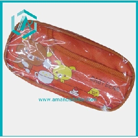 Wholesale Lovely Good Shape PU Leather Pencil Case with Vivid Cartoon Picture Printed