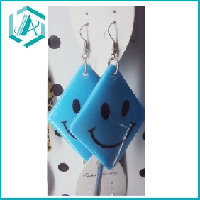 Wholesale Simple and nice blue smiling face style square earring cool summer earring