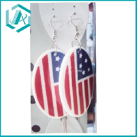 Wholesale Beautiful acrylic simple design round earring with flag pattern on sale