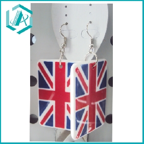 Wholesale Fashion acrylic simple design square earring with flag pattern on sale