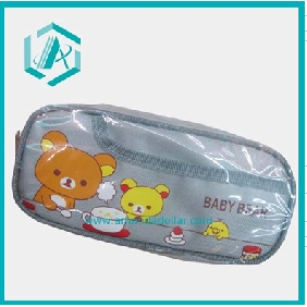 Wholesale Large New Grey PU Leather Pencil Case with Cartoon Picture Printed