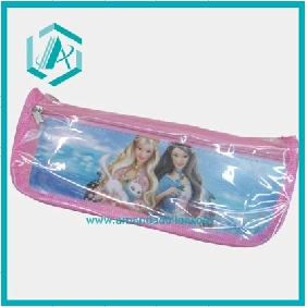 Wholesale Lovely Pink PU Leather Zipper Pencil Case with Hanna Printed