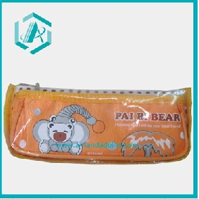 Wholesale Good-looking Proper Size Orange PU Pencil Case One PC Per OPP