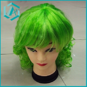 Wholesale Fashion hair care beautiful wig green color hairpiece made of P material