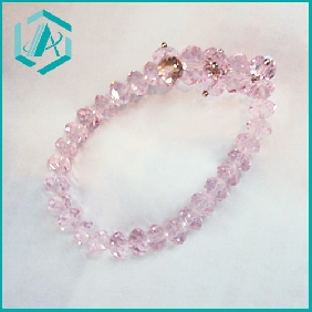 Wholesale Nice-looking Pink Transparent Crystal Beaded Bracelet Fashion Accessories