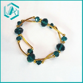 Wholesale Lastest Green Crystal Beaded Bracelet with Golded Stainless Steel Straps