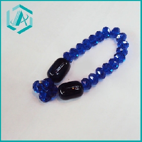 Wholesale Pretty Blue Bead Crystal Bracelet with Two Black Big Crystal Accessories