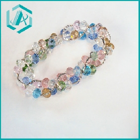 Wholesale Nice-looking Two-row Colorful Crystal and Pearls Bead Bunch Bracelet