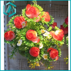 Wholesale 12pcs Red Artificial Flower Bouquet Made of Plastic and Textile