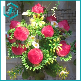 Wholesale 12pcs Red Rose Artificial Flower Bouquet Made of Plastic and Textile