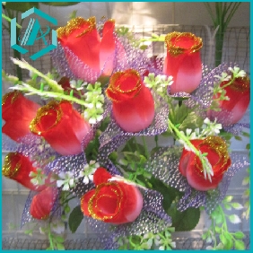Wholesale Beautiful 12pcs Artificial Flower Bouquet Made of Plastic and Textile