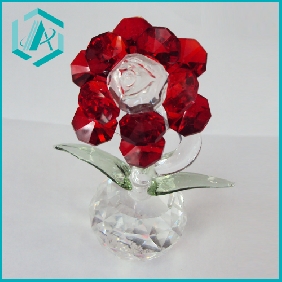 Big Bright Red Crystal Flower with Clear Crystal Stand