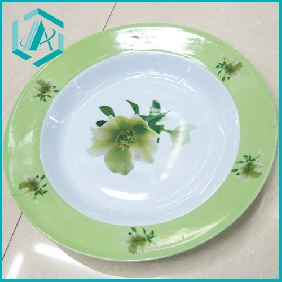 Wholesale Promotional Plastic Top Quality Dish with green flower Print/serving trays