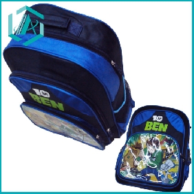 Wholesale lovely style darkblue&black children school bag with cartoon print/20.96inches