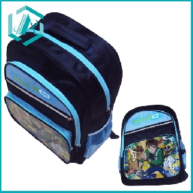 lovely style lightblue&black children schoolbag with cartoon print/120.96inches