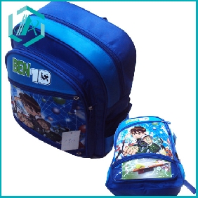 lovely blue children schoolbag with cartoon print in promotion/190D/17.03inches