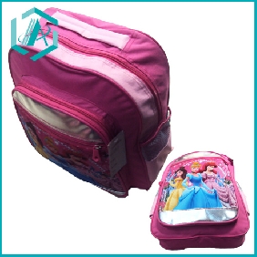 lovely pink children schoolbag with cartoon print in promotion/600D/19.65inches