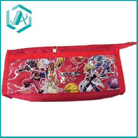 Wholesale Latest two zippers cartoon red cloth pencil case pencil bag
