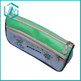 Lovely cartoon two zippers fabric pencil case