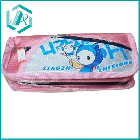 Wholesale Fabric cartoon two zippers pencil case with fashion design