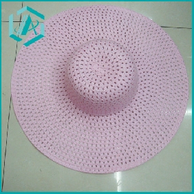 pink fashion style lady's paper straw hat with ostiole