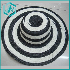 black&white thick lines fashion style lady's paper straw hat