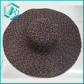lady's dark fashion style paper straw hat