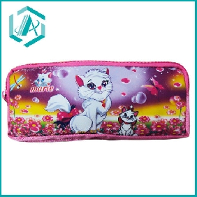 Wholesale Newest two zippers cartoon cloth pencil case with fashion desing