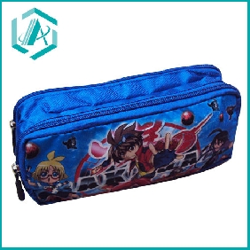 Wholesale Newest two zippers fabric pencil case with fashion design