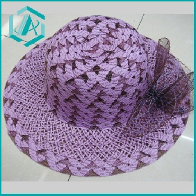 lady's purplelish red fashionable design paper straw hat