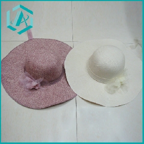 Wholesale lady's two color fashionable style straw hat with folwer lateral