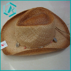 Wholesale men's pure hand-made classical style cowboy raffia straw hat