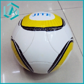 Wholesale PVC leather white and yellow football, soccer ball, 400g