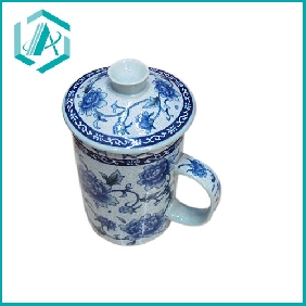 texture blue-white porcelain ceramic cup