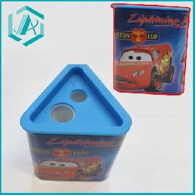 cute print student cartoon triangle solid pencil sharpener in promotion