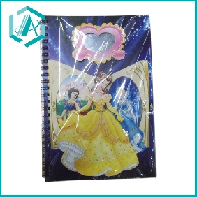 Wholesale cartoon lovely design coil notebook with snowhite princess printed