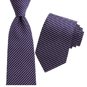 Wholesale men's well-sell advanced classical style 100% silk tie in purplish with pinstripe