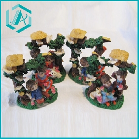 Wholesale 14*9 cm love resin gift boys and girls dating under a tree with a sweet fluff dog